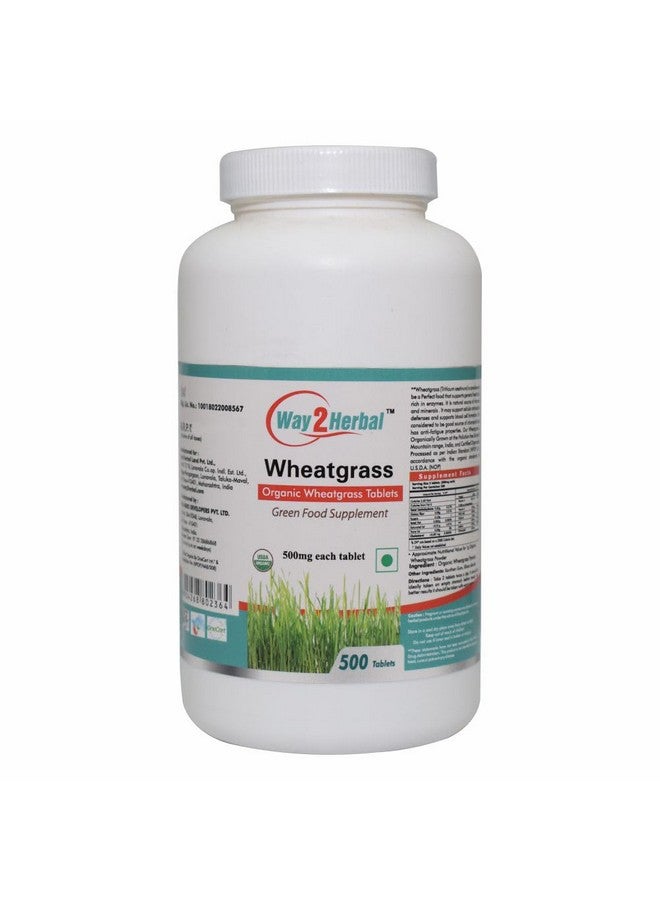 Way2Herbal Certified Organic Wheatgrass Tablets (500 Count Pack of 1) - Image 1