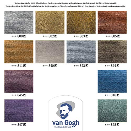 Van Gogh Watercolor Paint Set, Plastic Pocketbox, 12x10ml Specialty Metallic & Interference Colors Selection - Image 3