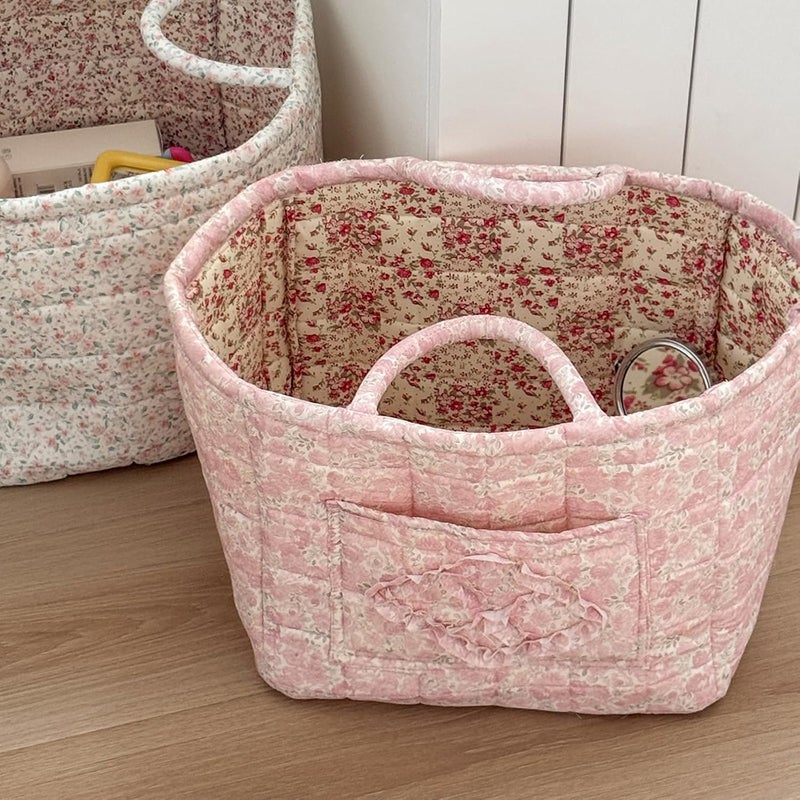 Quilted Cotton Laundry Hamper with Handle Foldable Design Dirty Clothes Basket for Home Use Portable Bin - Image 4