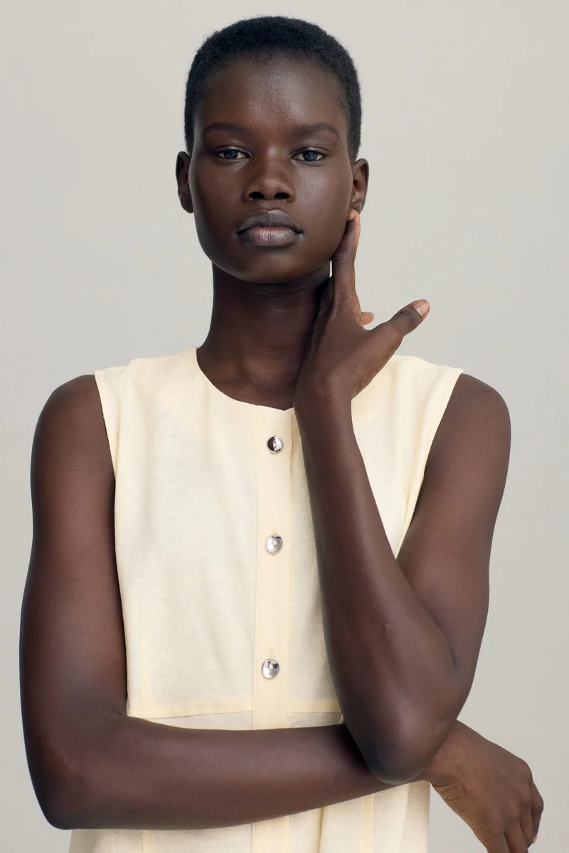 اتش اند ام فستان من مزيج الكتان