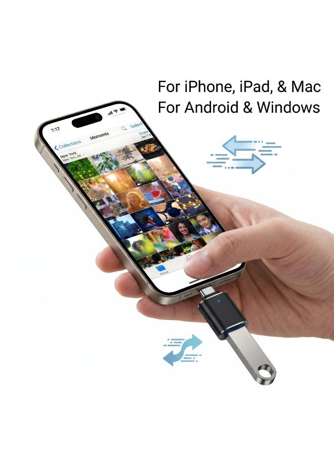 الفضاء الرقمي محول وصلة OTG من USB-C إلى USB 3.0 بسرعة 5Gbps | يدعم ربط فلاش درايف وذراع التحكم بالألعاب | متوافق مع آيفون 15، 16، 17 برو وبرو ماكس، ماك بوك، وأندرويد - Image 2
