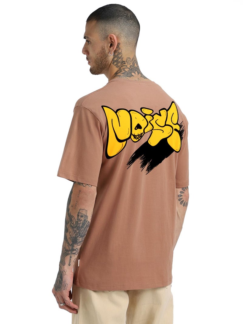 Veirdo® Pure Cotton Half Sleeve Round Neck Oversized Fit Graphic Print Cork T-Shirt Men/Boys (OS_V_Noise_CB_L) (Available in from S to 2XL) - Image 1