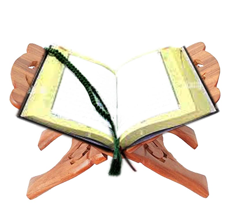 CRAFTCASTLE Wooden Hand Carved Holy Book Stand for Quran, Bible, Gita for Reading Rehal Stand (Leaf, 12 Inches) - Image 2