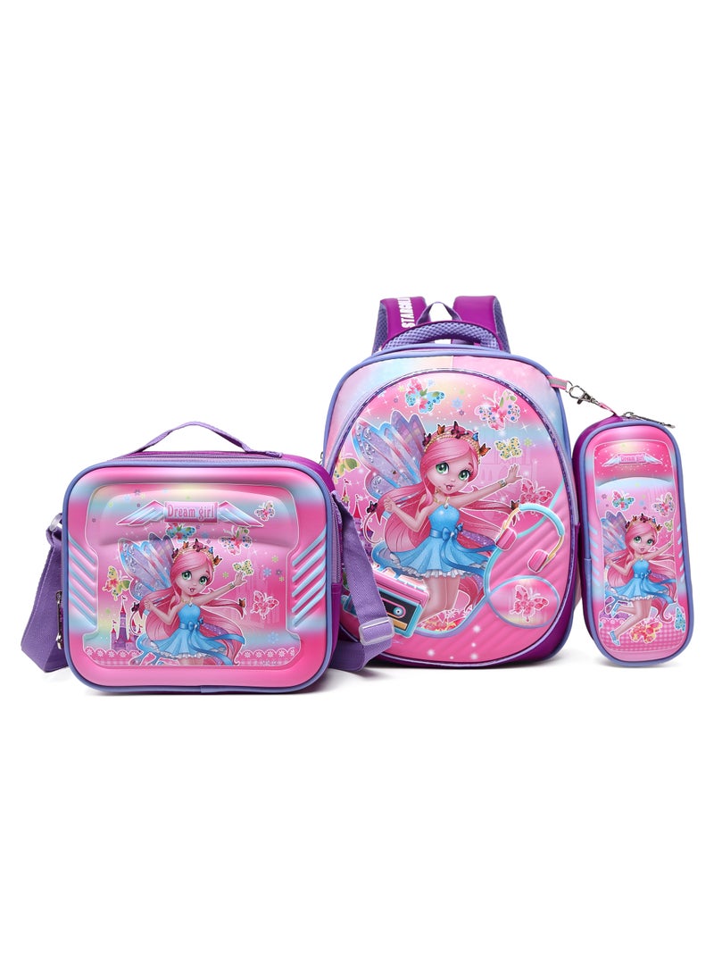 Stargold Baby Backpack 3Pcs Combo For Baby Girl With Adjustable Strap For School 12 Inch 