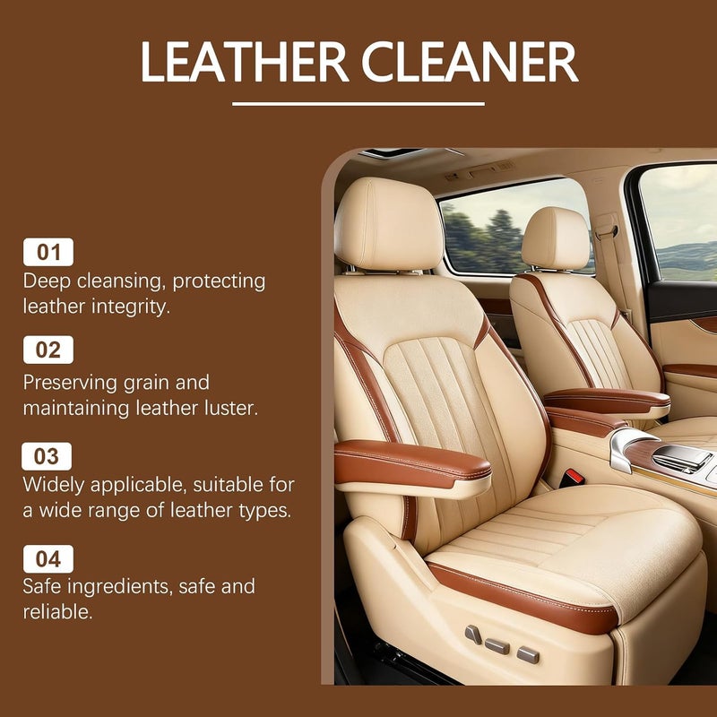 Makbeaty Leather Cleaner,Leather Conditioner - Cleaner & Conditioner - Restore Polish & Protect All Smooth Finished Leathers,Prevent Cracking Or Fading Of Leather Couches, Car Seats, Shoes, Purses UV - Image 2