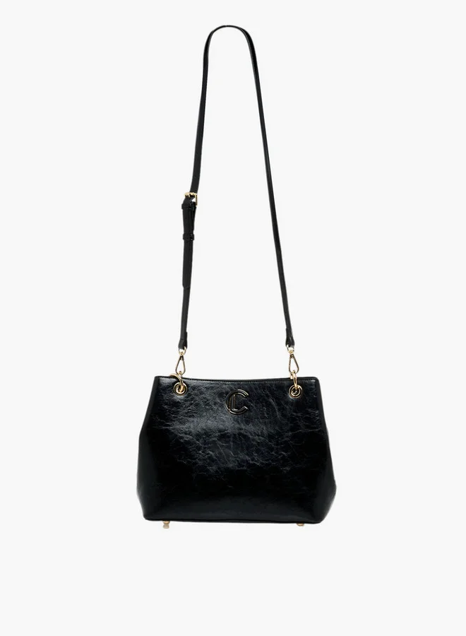 لو كونفورت Women Textured Tote Bag with Detachable Strap and Zip Closure