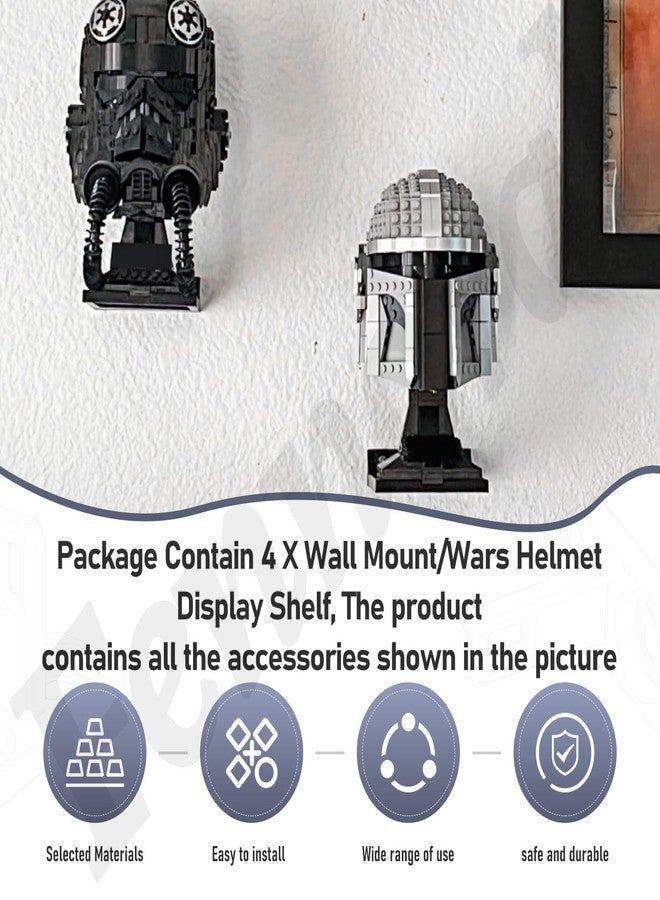 Fennoral 4 Pack Wall Mount/Wars Helmet Display Shelf for Lego Star Wars Helmet Compatible with All Standard Lego Helmets, Sturdy and Sleek - Black - Image 4