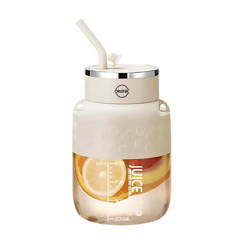 Orlenic Portable Juice Blender Bottle 800ML USB-C Rechargeable Smoothie Maker with Straw, 10-Blade Fruit Mixer Cup for Office, Home, Travel, Lightweight and Easy to Carry – White - Image 1