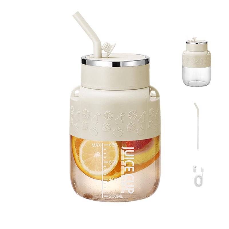 Orlenic Portable Juice Blender Bottle 800ML USB-C Rechargeable Smoothie Maker with Straw, 10-Blade Fruit Mixer Cup for Office, Home, Travel, Lightweight and Easy to Carry – White - Image 2