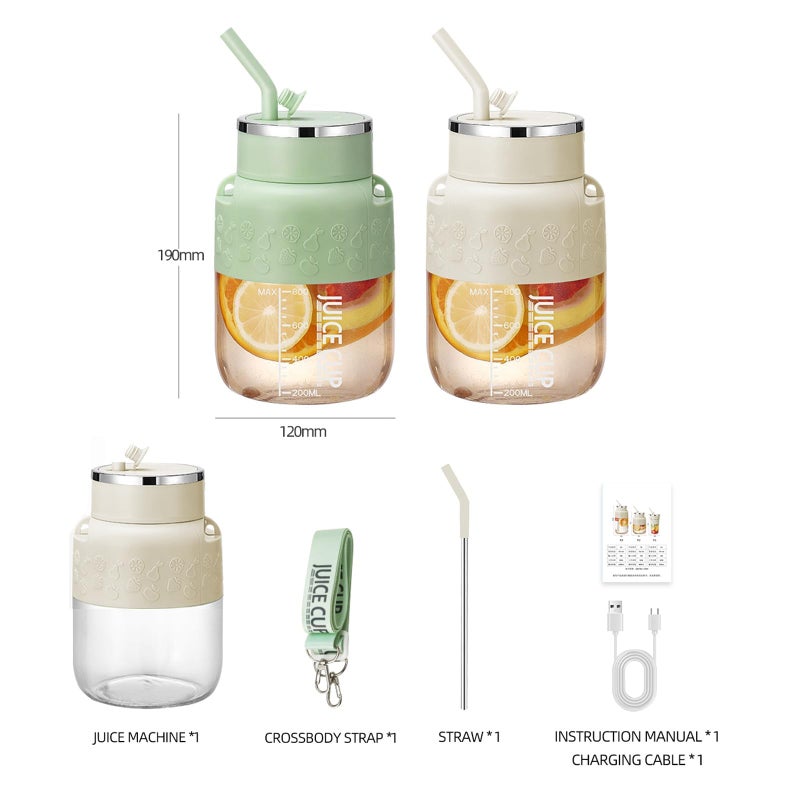 Orlenic Portable Juice Blender Bottle 800ML USB-C Rechargeable Smoothie Maker with Straw, 10-Blade Fruit Mixer Cup for Office, Home, Travel, Lightweight and Easy to Carry – White - Image 4