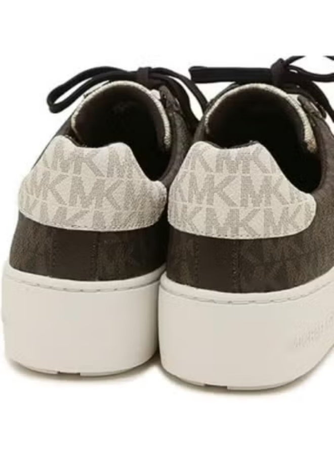 Michael Kors Women’s Poppy Brown Sneakers – Color-Block Logo, Size 6 - Image 4