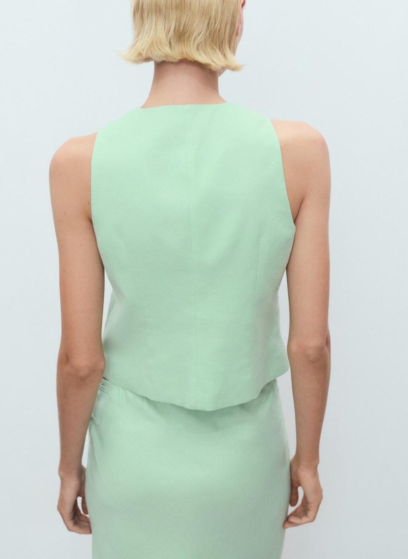 MANGO Linen-blend suit waistcoat - Image 2