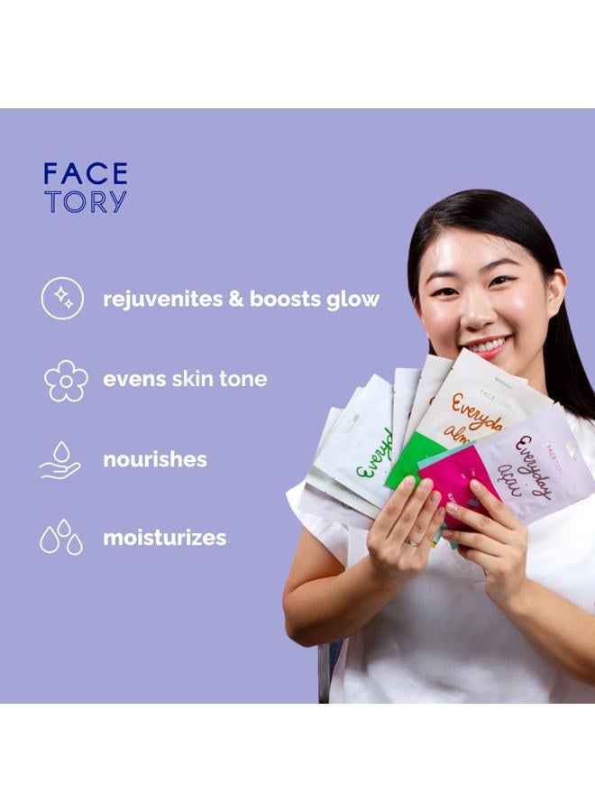 FACETORY Everyday Set of 8 Sheet Masks - Revitalizing, Purifying, Brightening, Hydrating, Anti-aging With No Harsh Chemicals - Image 3
