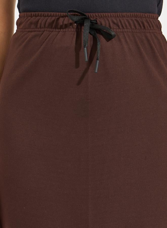Styli Basic Knit Midi Skirt with Drawstring  - Image 3