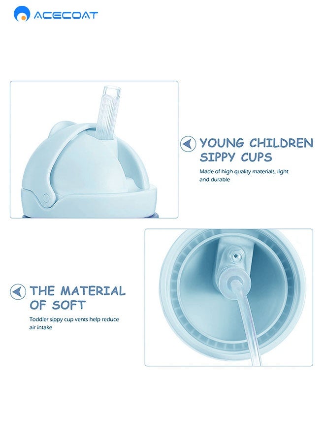 ايسكوت أكواب شرب للأطفال الصغار، سعة 250 مل، مقاومة للسقوط، مانعة لتسرب الماء بزاوية 360 درجة، مزودة بقشة مرجحة، كوب بمقابض، زجاجة مياه بفوهة ناعمة، كوب تعليمي مع علامات متدرجة (أزرق) - Image 4