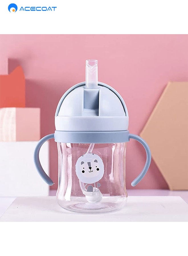 ايسكوت أكواب شرب للأطفال الصغار، سعة 250 مل، مقاومة للسقوط، مانعة لتسرب الماء بزاوية 360 درجة، مزودة بقشة مرجحة، كوب بمقابض، زجاجة مياه بفوهة ناعمة، كوب تعليمي مع علامات متدرجة (أزرق) - Image 5