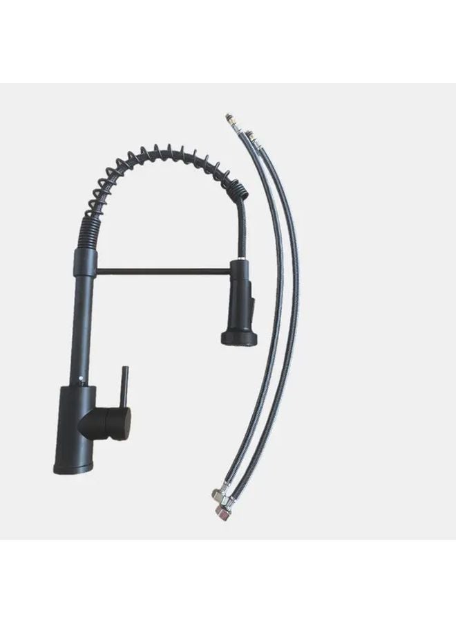 Black Spring Pull Down Kitchen Faucet Single Hole Installation Polished Chrome Finish - Image 1