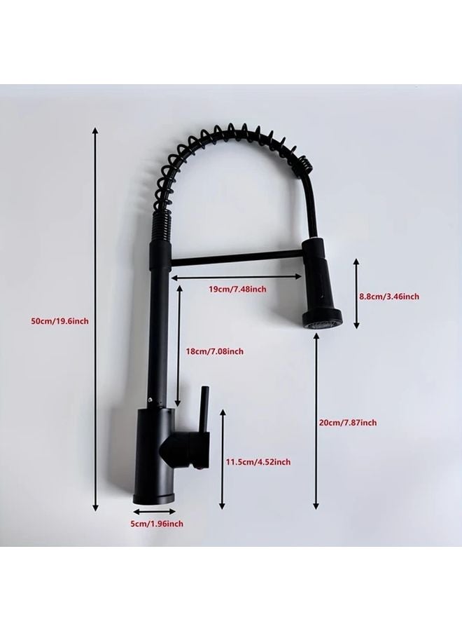 Black Spring Pull Down Kitchen Faucet Single Hole Installation Polished Chrome Finish - Image 5