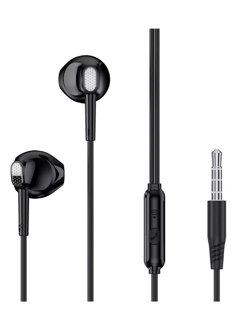 إكس أو سماعات أذن سلكية EP52 مع مقبس صوت 3.5 مم، صوت ستيريو عالي الجودة، ميكروفون مدمج، كابل سيليكون مرن، متوافقة مع الهواتف الذكية ومشغلات MP3/MP4 وأجهزة الكمبيوتر المحمولة وأجهزة التلفزيون - أسود - Image 1