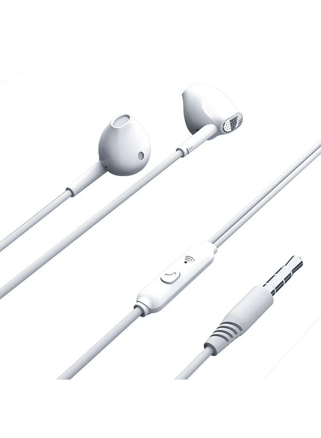 XO EP52 In Ear Wired Earphones with 3.5mm Audio Jack , High Quality Stereo Sound, Built in Microphone, Flexible Silicone Cable, Compatible with Smartphones, MP3/MP4 Players, Laptops & TVs - White - Image 1