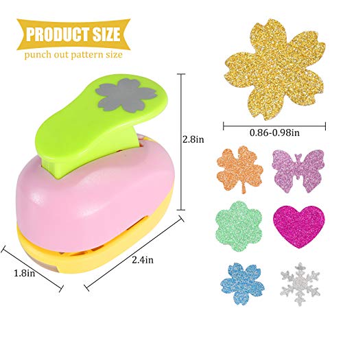 Echolife 6 Pieces Craft Hole Punches with 10 Glitter Cardstock Paper, Handmade Paper Punch Set Different Shapes for DIY Arts Crafting Scrapbooking Random Color - Image 3