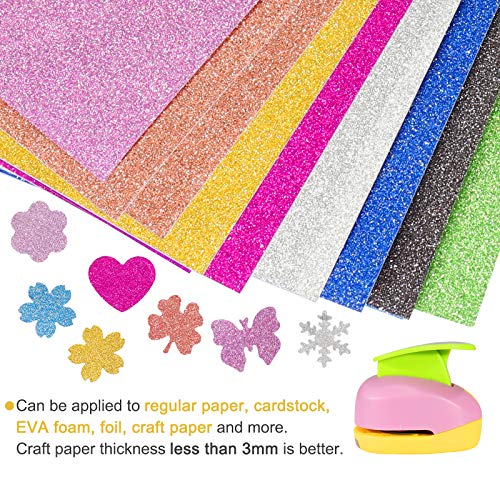 Echolife 6 Pieces Craft Hole Punches with 10 Glitter Cardstock Paper, Handmade Paper Punch Set Different Shapes for DIY Arts Crafting Scrapbooking Random Color - Image 5