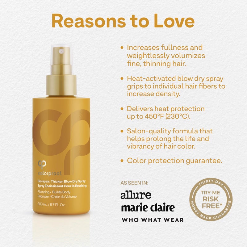 Colorproof Biorepair Thicken Blow Dry Spray 6.7 Fl. Oz. Volumizing Hair Prep Spray for Fine, Thinning Hair w/Fresh Lime, Eucalyptus, Mint Leaf & Rosemary Scent, Color & Heat Protection - Image 3