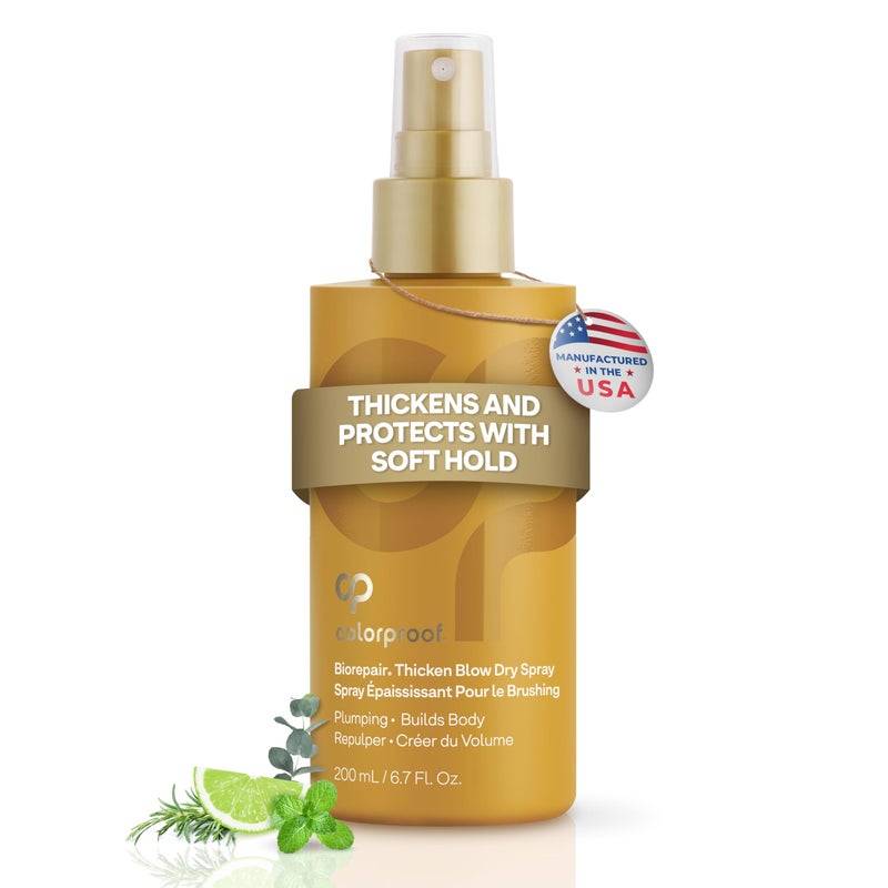 Colorproof Biorepair Thicken Blow Dry Spray 6.7 Fl. Oz. Volumizing Hair Prep Spray for Fine, Thinning Hair w/Fresh Lime, Eucalyptus, Mint Leaf & Rosemary Scent, Color & Heat Protection - Image 1