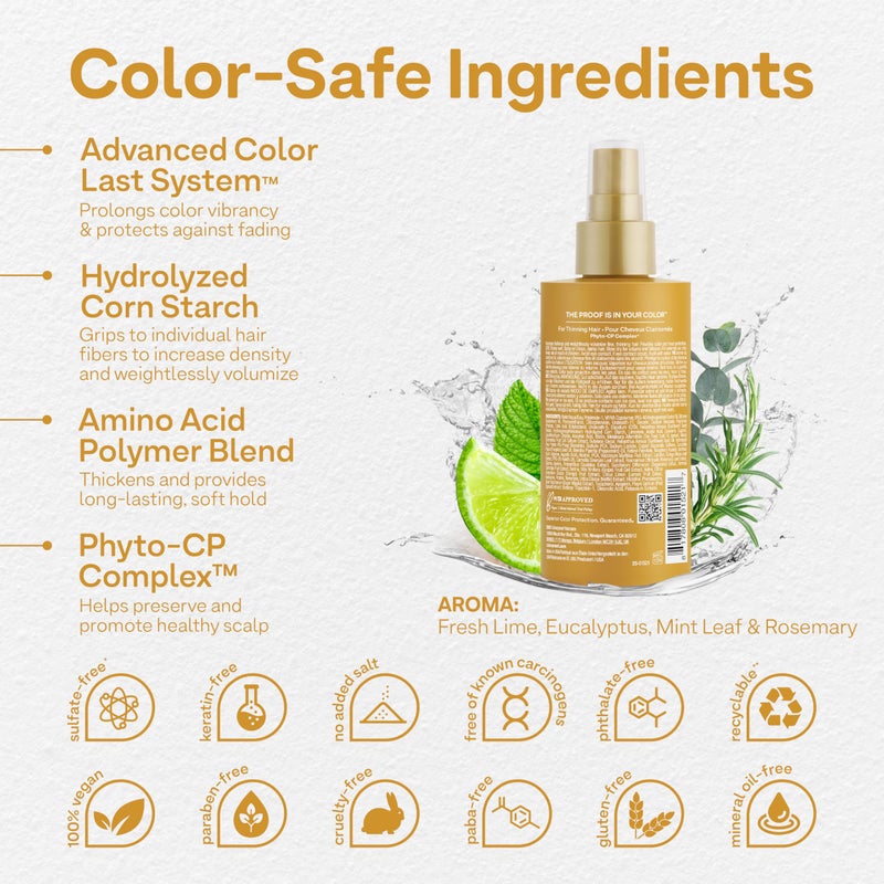 Colorproof Biorepair Thicken Blow Dry Spray 6.7 Fl. Oz. Volumizing Hair Prep Spray for Fine, Thinning Hair w/Fresh Lime, Eucalyptus, Mint Leaf & Rosemary Scent, Color & Heat Protection - Image 2