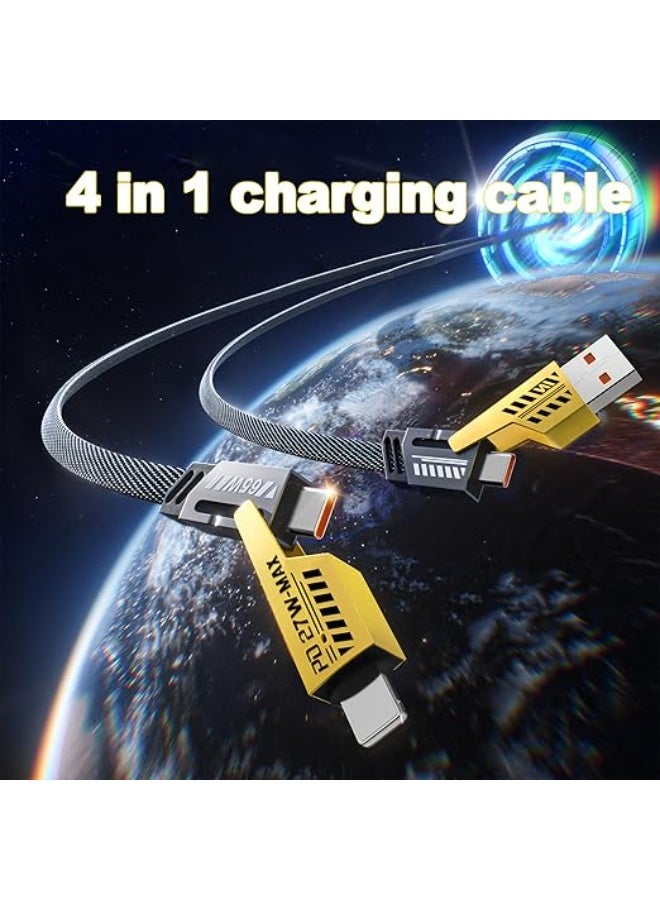 X-Plus 4 in 1 Fast Charging Cable, Transferring Data, 6.65 Ft, Braided Cable 65W, USB C USB A and IP, Multiple Charging Cable for Phone/Pad/More - Image 2