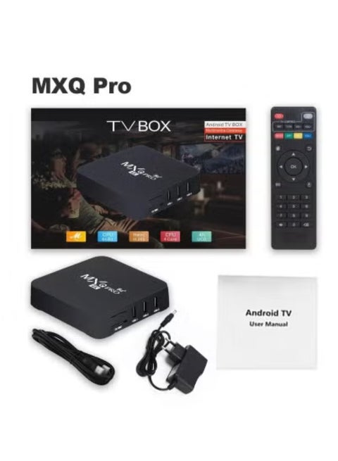 MXQ Pro 5G Android TV Box 4K Ultra HD Media Player | Quad-Core Processor with 5G WiFi for Faster Streaming | Android OS with Google Play Support | HDMI & USB Ports for TV, Projectors, and External Devices | Turn Any TV into a Smart Entertainment Hub for Movies, Games, IPTV & YouTube