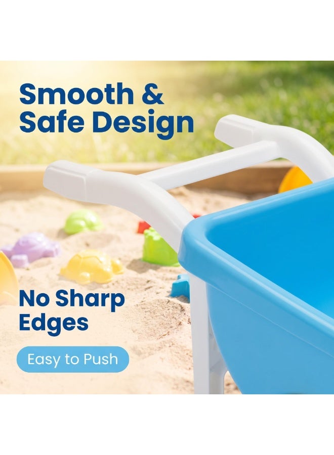 EASY FUTURE Beach Sand Toys Set Two Wheel Hand Cart Complete Sand Toys Digging Shovel Rake Animal Molds Sieve Watering Can Smooth Edge Outdoor Backyard Sandbox Pretend Construction Play Kit NO.1905 - Image 5