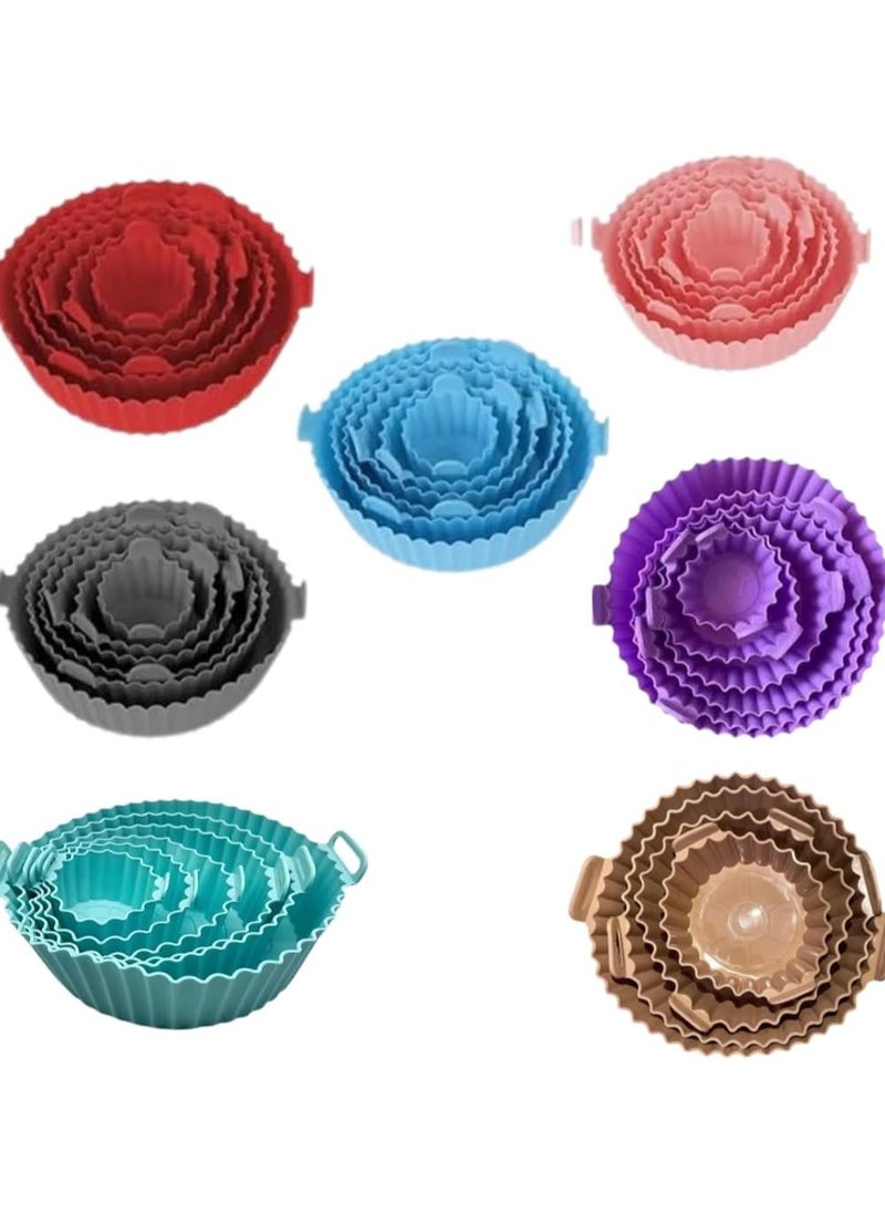 Generic Set of 6 Silicone Air Fryer Pans, Food Safe and Heat Resistant, Reusable Air Fryer Oven Accessories, Non-Stick Bakeware, Replacement Basket for Flammable Parchment Paper Liners (Red)  - Image 3