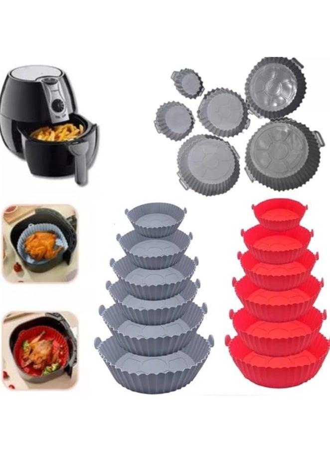 Generic Set of 6 Silicone Air Fryer Pans, Food Safe and Heat Resistant, Reusable Air Fryer Oven Accessories, Non-Stick Bakeware, Replacement Basket for Flammable Parchment Paper Liners (Red)  - Image 5