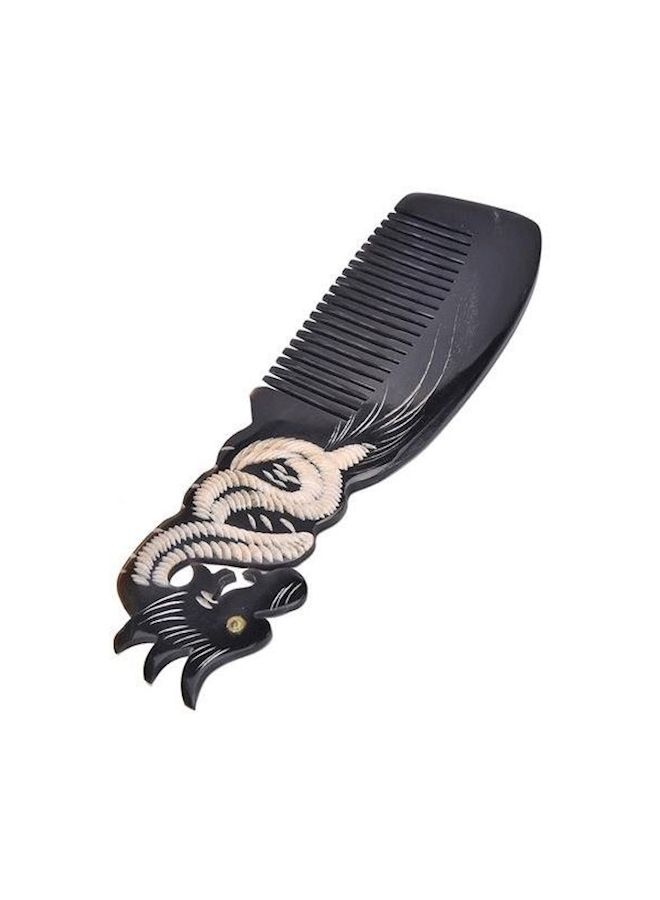 NIBEMINENT Ox Horn Hand Carved Comb Black/Beige