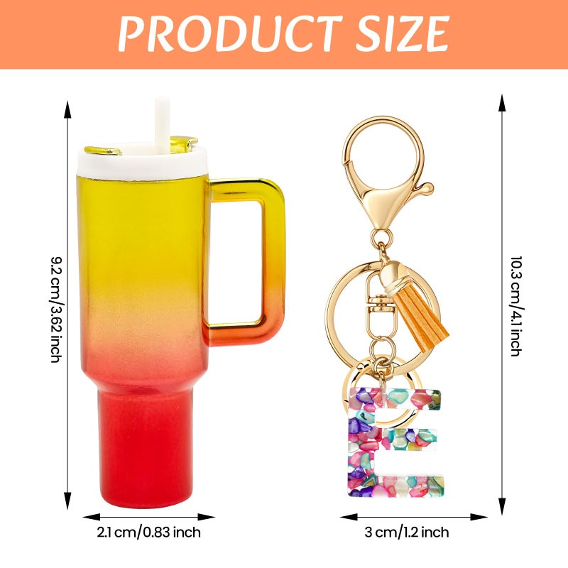 Beofinest Mini Tumbler Chapstick Holder Keychain, Initial Letter Stanley Cup Charms Fashion Tassel Keychain for Backpack - Image 3