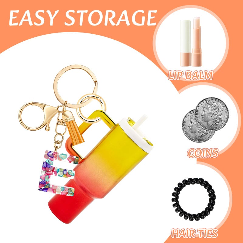 Beofinest Mini Tumbler Chapstick Holder Keychain, Initial Letter Stanley Cup Charms Fashion Tassel Keychain for Backpack - Image 2