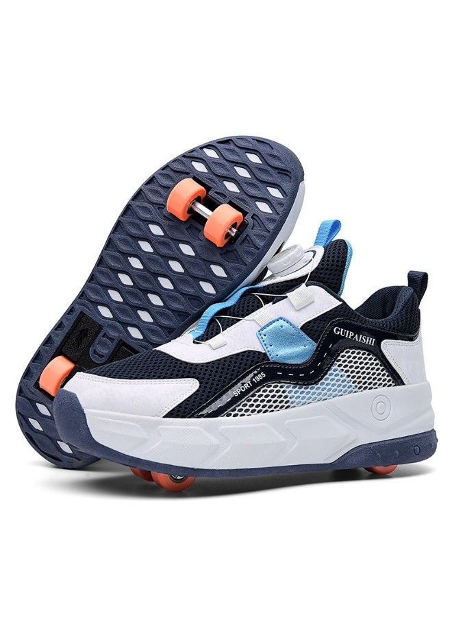 NIBEMINENT Kids Roller Skates Shoes 4 Wheels Roller Shoes Boys Girls Wheel Shoes Roller Sneakers Shoes for Beginner More Balanced  - Image 1