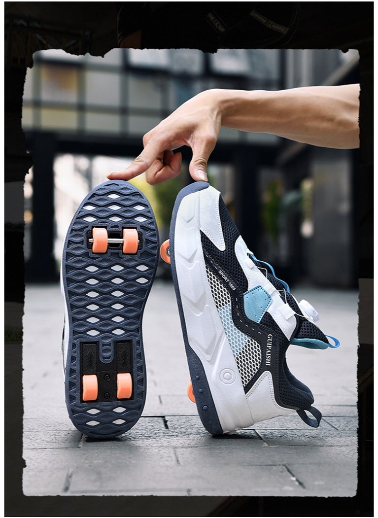 NIBEMINENT Kids Roller Skates Shoes 4 Wheels Roller Shoes Boys Girls Wheel Shoes Roller Sneakers Shoes for Beginner More Balanced  - Image 2