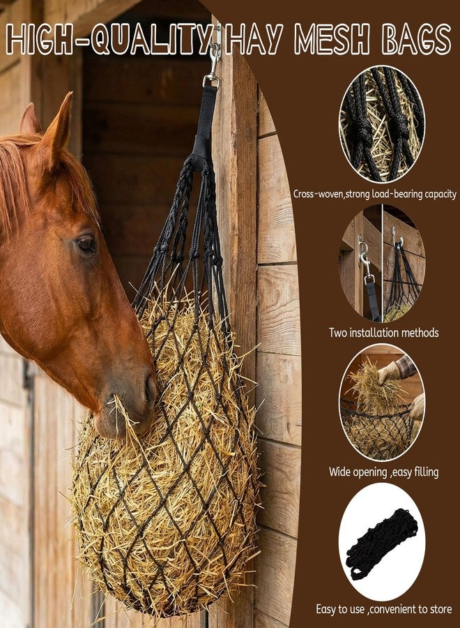 Ajerg أكياس تبن متينة من أجيرج، 3 قطع، لتغذية الخيول ببطء - شبكة تبن معلقة كبيرة 47 بوصة للخيول والماعز والأغنام، مع أحزمة وخطافات للحظيرة والسياج والمقطورة - Image 4