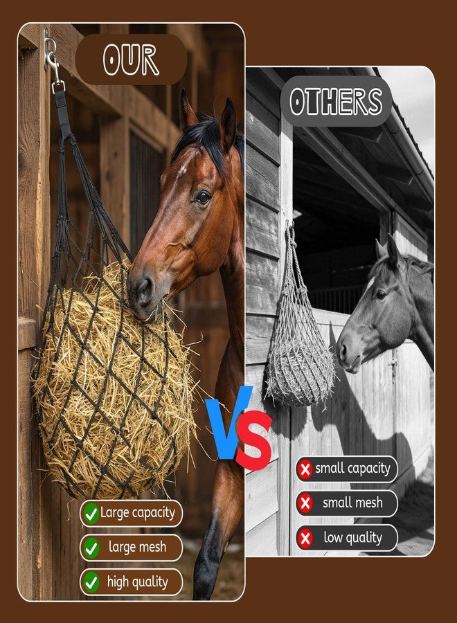Ajerg أكياس تبن متينة من أجيرج، 3 قطع، لتغذية الخيول ببطء - شبكة تبن معلقة كبيرة 47 بوصة للخيول والماعز والأغنام، مع أحزمة وخطافات للحظيرة والسياج والمقطورة - Image 5