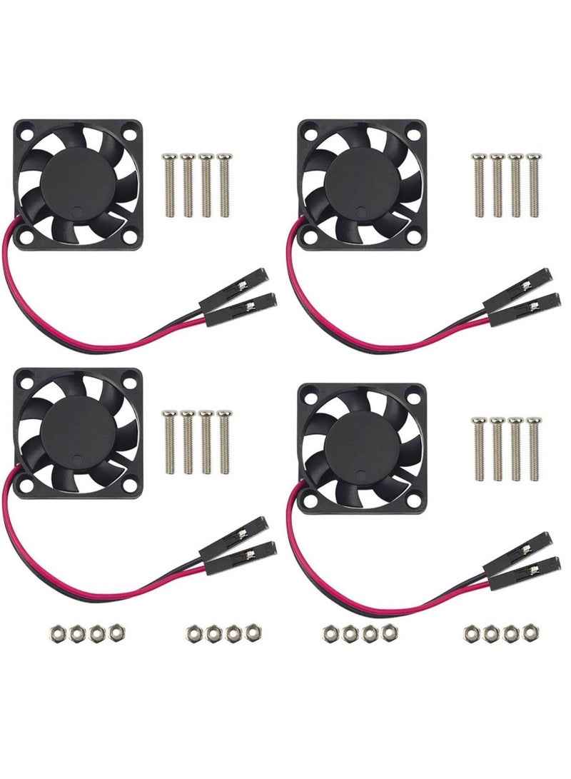 Loquat Raspberry Pi 4 Cooling Fan Set - 4 Silent 3.3V/5V Brushless DC Fans for Raspberry Pi 4B, 3B+, and RetroFlag NESPI Enclosure (30mm x 30mm x 7mm) - Black - Image 1