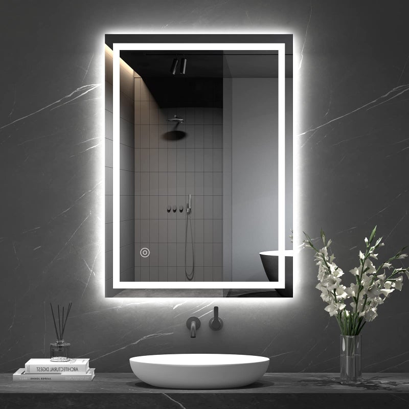 Dripex Bathroom Mirror with LED Lights 500  700 MM Illuminated Bathroom Mirror Wall Mounted Vanity Mirror Bathroom Light Mirror with Demister Pad HorizontalVertical