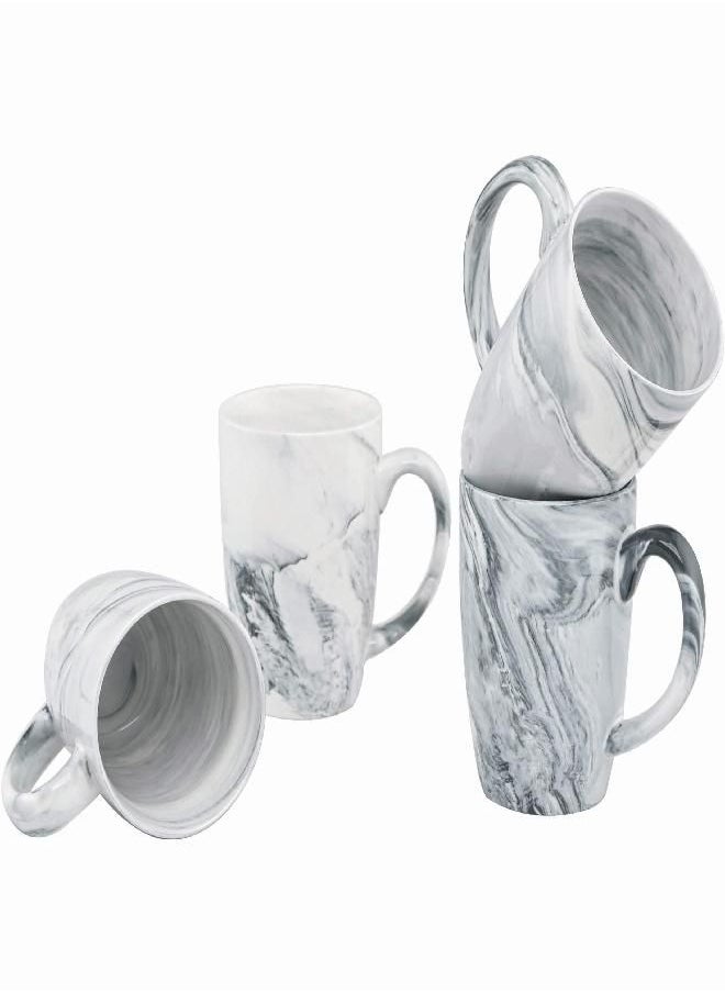 Culver - Culver 16-Ounce Palermo Ceramic Mug Set of 4 Marbleized (White and Black Olive) - Image 1