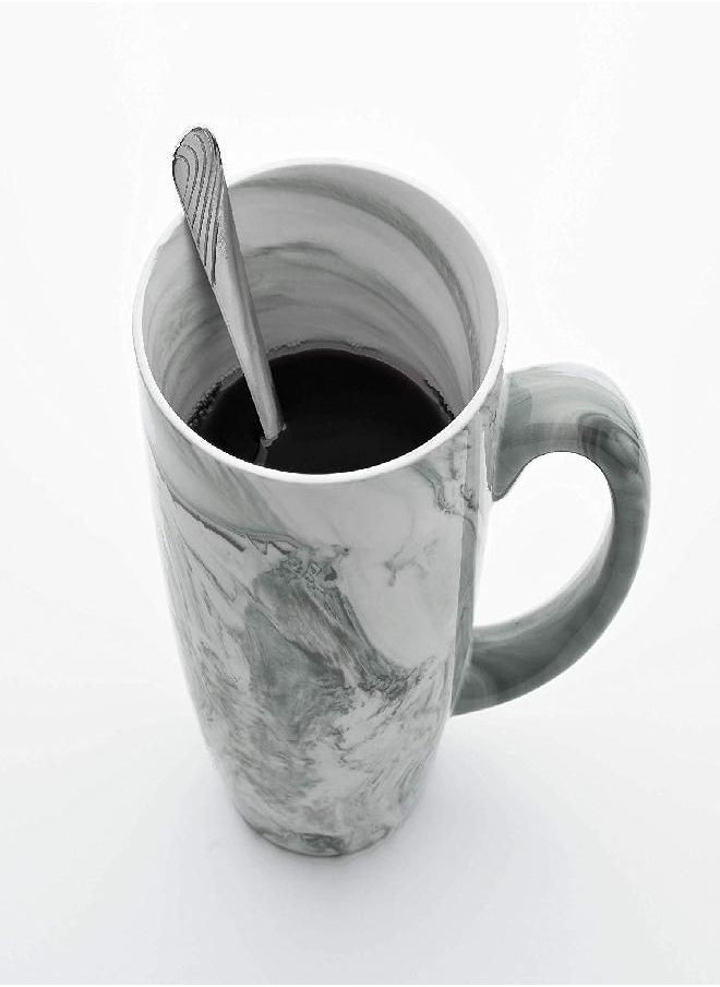 Culver - Culver 16-Ounce Palermo Ceramic Mug Set of 4 Marbleized (White and Black Olive) - Image 1