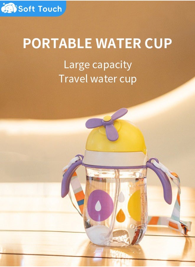 Soft Touch - Baby Straw Bottle Toddler Water Bottle Sippy Cup for Baby 6-12 Months Baby Straw Cup Sipper Bottle for Kids with Handles 300ml (Purple) - Image 1