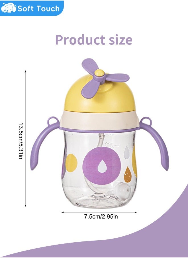 Soft Touch - Baby Straw Bottle Toddler Water Bottle Sippy Cup for Baby 6-12 Months Baby Straw Cup Sipper Bottle for Kids with Handles 300ml (Purple) - Image 1