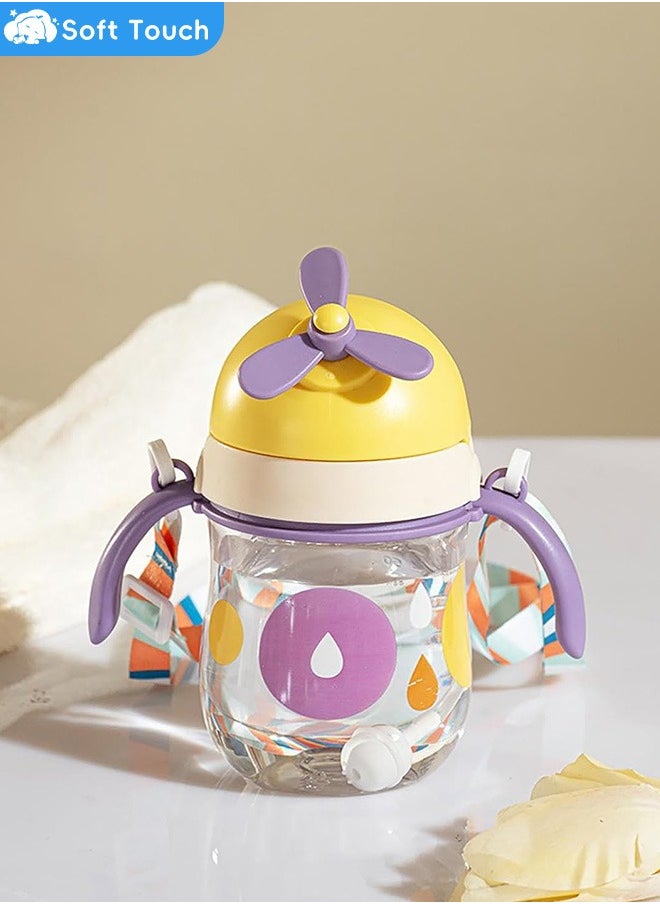 Soft Touch - Baby Straw Bottle Toddler Water Bottle Sippy Cup for Baby 6-12 Months Baby Straw Cup Sipper Bottle for Kids with Handles 300ml (Purple) - Image 1