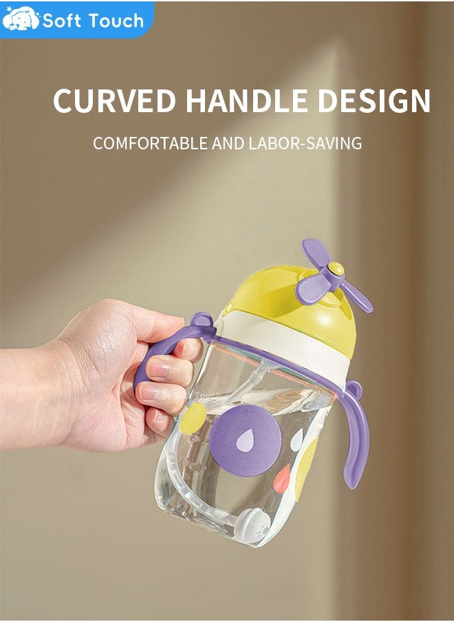 Soft Touch - Baby Straw Bottle Toddler Water Bottle Sippy Cup for Baby 6-12 Months Baby Straw Cup Sipper Bottle for Kids with Handles 300ml (Purple) - Image 1