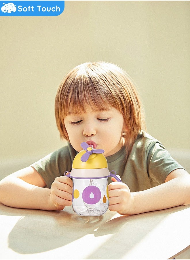 Soft Touch - Baby Straw Bottle Toddler Water Bottle Sippy Cup for Baby 6-12 Months Baby Straw Cup Sipper Bottle for Kids with Handles 300ml (Purple) - Image 1